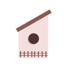 Aesthetic bird house Illustration, spring season