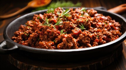 Ground beef: strong and spicy