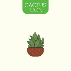 Isolated colored cactus indoor plant icon Vector
