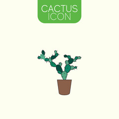 Isolated colored cactus indoor plant icon Vector