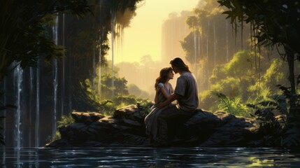 serene scene of a couple in love - people photography