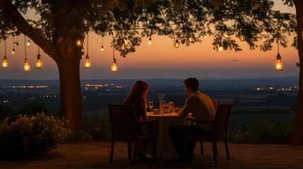 Romantic dinner at a wonderful evening - people photography