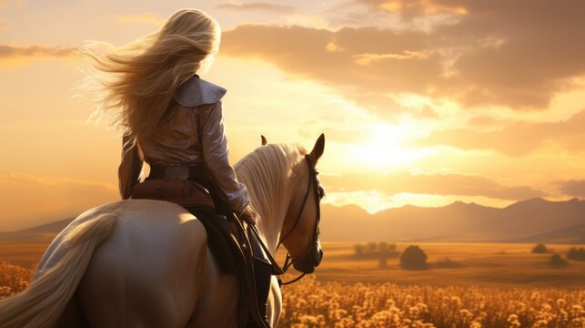 breathtaking snapshot of a young woman riding a horse
