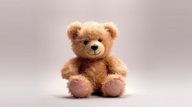 teddy bear on white HD 8K wallpaper Stock Photographic Image