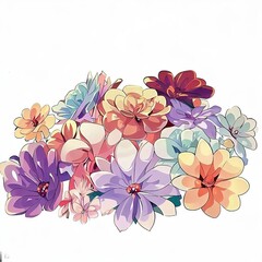 Naklejka premium Colourful Flowers in Anime Style - Background