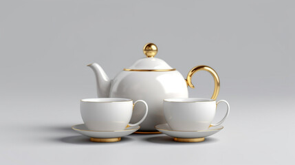 white teapot and cup HD 8K wallpaper Stock Photographic Image