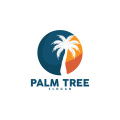 Palm Tree Logo, Beach Vector, Summer Design, Silhouette Symbol Illustration