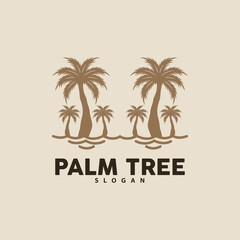 Palm Tree Logo, Beach Vector, Summer Design, Silhouette Symbol Illustration