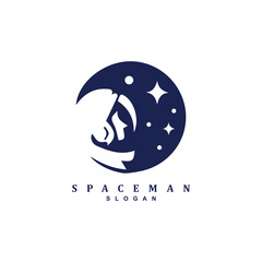 Negative space spaceman logo design. Astronaut with star logo vector badge © restu