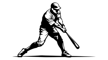 Baseball player vector silhouette. Isolated batter icon
