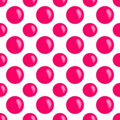 Seamless pattern of pink circles on white background for wallpaper, wrapping paper, card, cover skin, banner, fashion, textile.