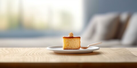 Japanese cheese cake breakfast or snack. AI Generated - obrazy, fototapety, plakaty
