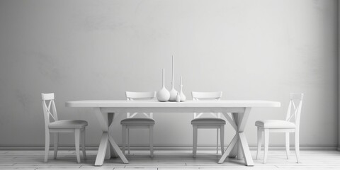 White dining table on kitchen room. AI Generated