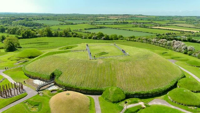 Aerial view of Knowth, the largest, most remarkable ancient monument in Ireland