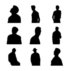 black silhouette flat human with pose
