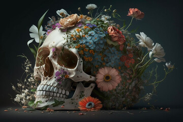 Skull with Flowers