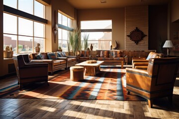 Hotel lobby with western style furniture professional photography