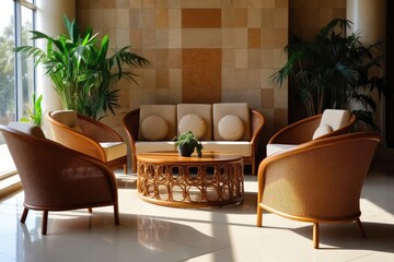 Hotel lobby with western style furniture professional photography