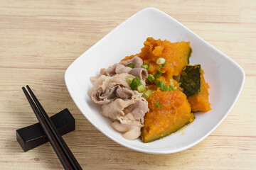 カボチャと豚肉の炊き合わせ