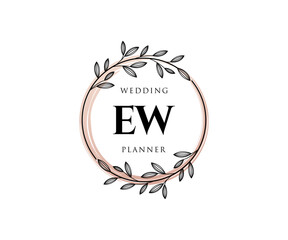 EW Initials letter Wedding monogram logos collection, hand drawn modern minimalistic and floral templates for Invitation cards, Save the Date, elegant identity for restaurant, boutique, cafe in vector