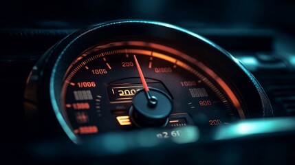 Driving in Overdrive: Rev Up Your Vehicle's Performance with a Stylish Dashboard Meter in Red & Black - Vector Illustratio, generative AIAI Generated - obrazy, fototapety, plakaty