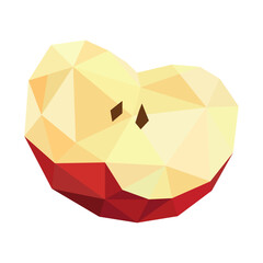 Isolated slice of an apple fruit Low poly style Vector