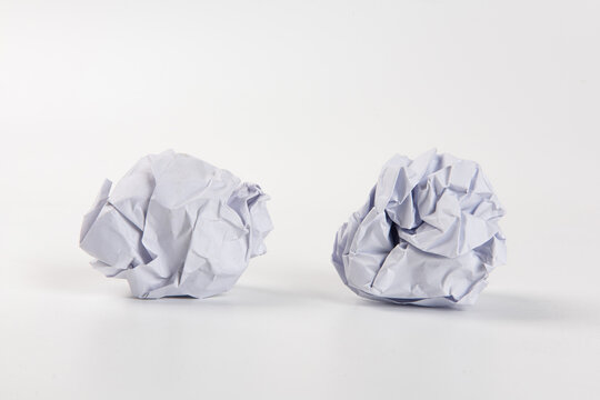 crumpled  white paper balls trash isolated on white background