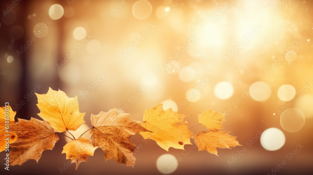 Leinwandbilder web banner design for autumn season and end year activity with red and yellow maple leaves with soft