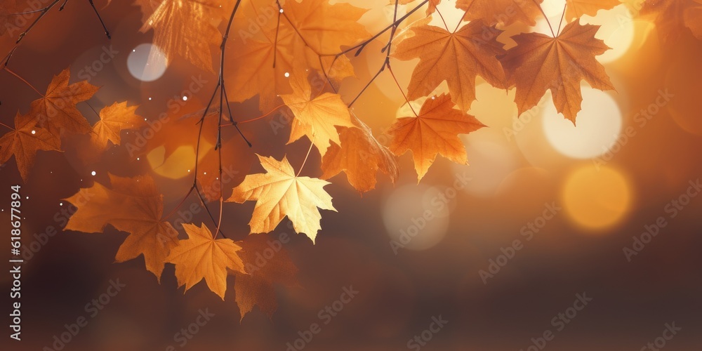 Leinwandbilder web banner design for autumn season and end year activity with red and yellow maple leaves with soft