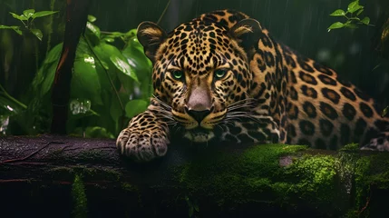 Crédence de cuisine en verre imprimé Léopard leopard on the rock