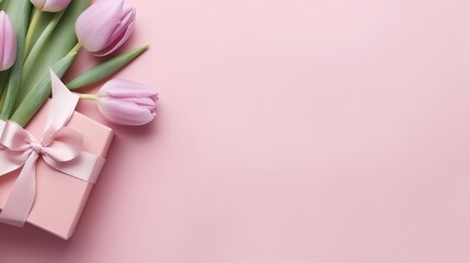 Obraz na płótnie Canvas bouquet of tulips with box
