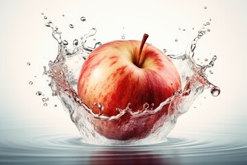 Red apples in refreshing water with clipping path