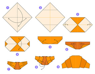 Origami tutorial for kids. Origami cute croissant.