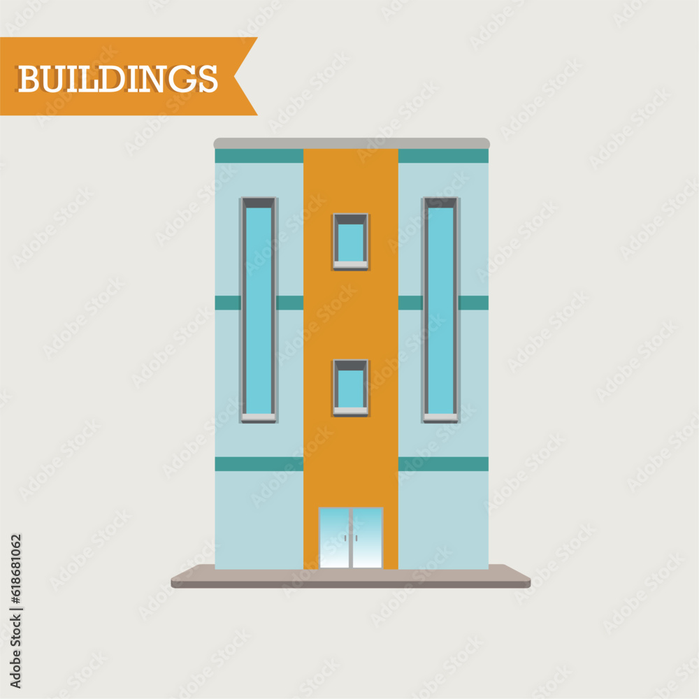 Poster isolated colored building icon image vector