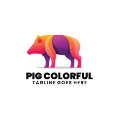 Pig colorful logo design vector