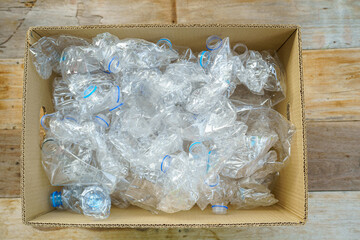 Close-up of plastic Bottle recycling, garbage disposal, environment and ecology concept