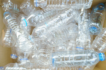 Close-up of plastic Bottle recycling, garbage disposal, environment and ecology concept