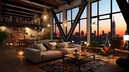 Loft interior, generative AI