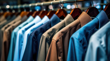 Dressshirts and suits on a rack