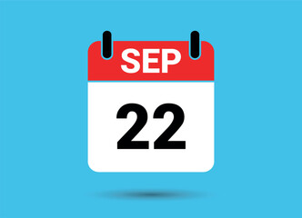 September 22 Calendar Date Flat Icon Day 22 Vector Illustration