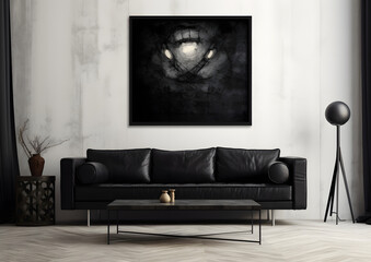 modern black themed living room