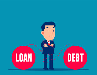 Tied up with debt and loan. Business vector illsutration