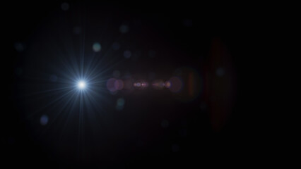 White, blurred beams from a bright spot. Light leakage and light spots on the lens effect.