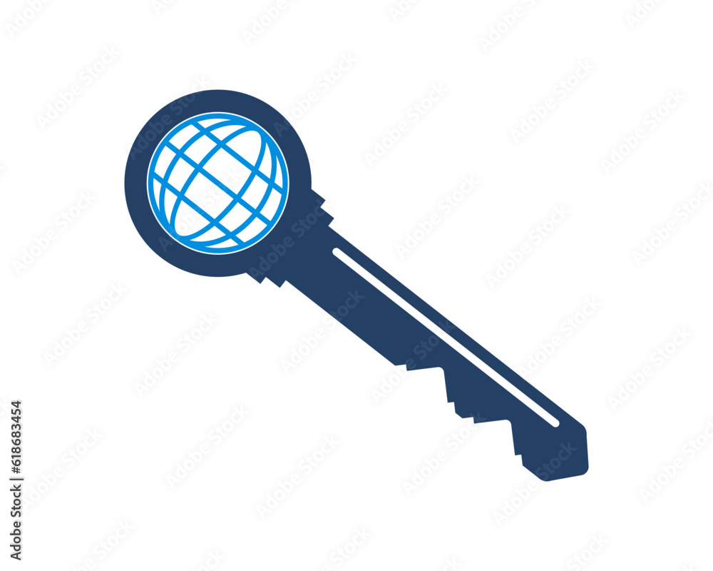 Poster key with globe shape inside