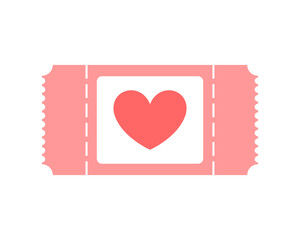 Ticket with love shape inside