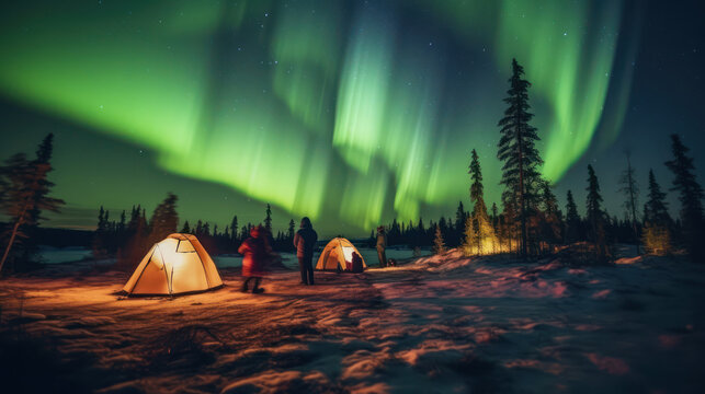  Camping Under Dancing Green Aurora Northern Light