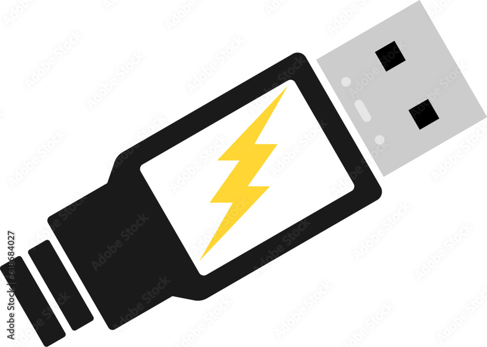 Poster USB cable with lightning bolt