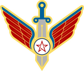 Wings with sword and star