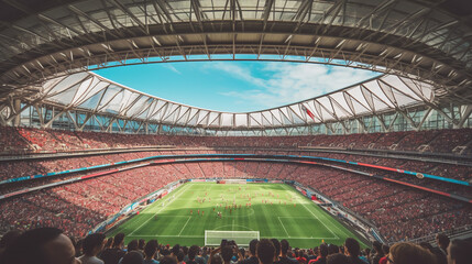 Fototapeta na wymiar crowded football stadium. Generative Ai