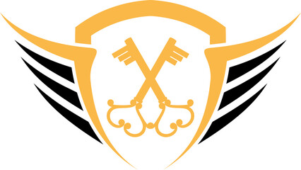 Shield with wing and cross key